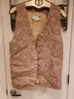 Dana Buchman Paisley Brocade Vest in Beige and Taupe
